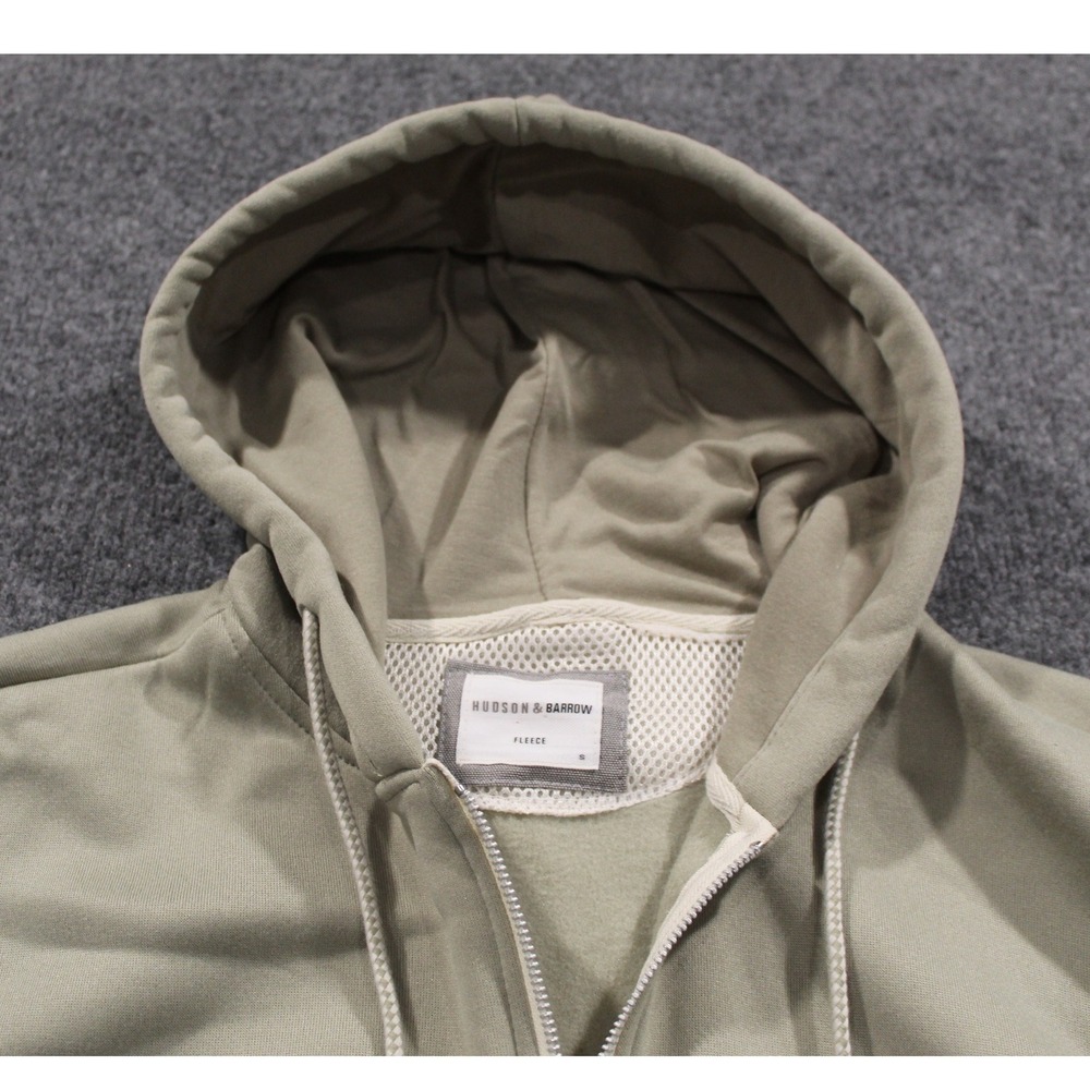 Hudson & Barrow Mens Small Fleece Full Zip Hoodie Sweatshirt Sage Green - Picture 3 of 14